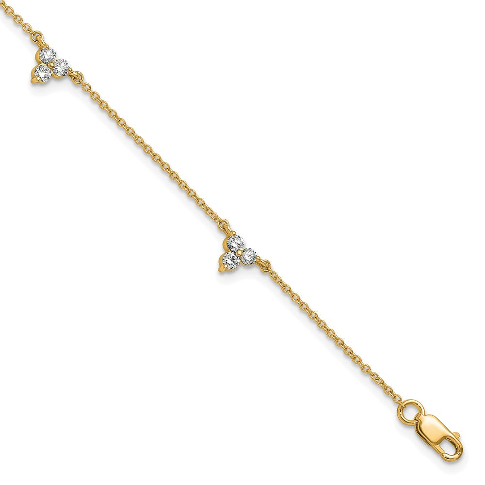 Bracelet 7 pouces en or 14 carats serti de diamants sur plusieurs rangs
