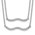 Collier double rang de diamants en or blanc 14 carats, 18 pouces