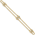 Bracelet double rang à diamants multi-stations en or 14 carats