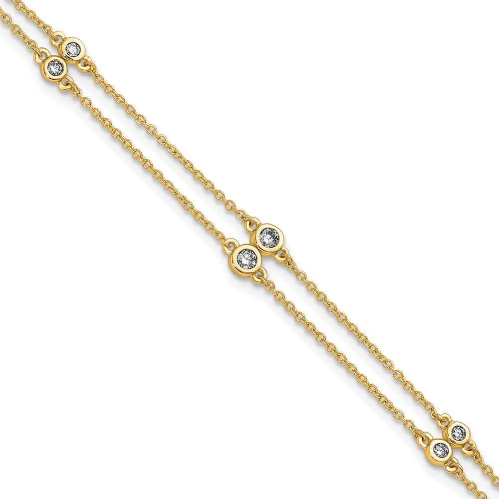 Bracelet double rang à diamants multi-stations en or 14 carats