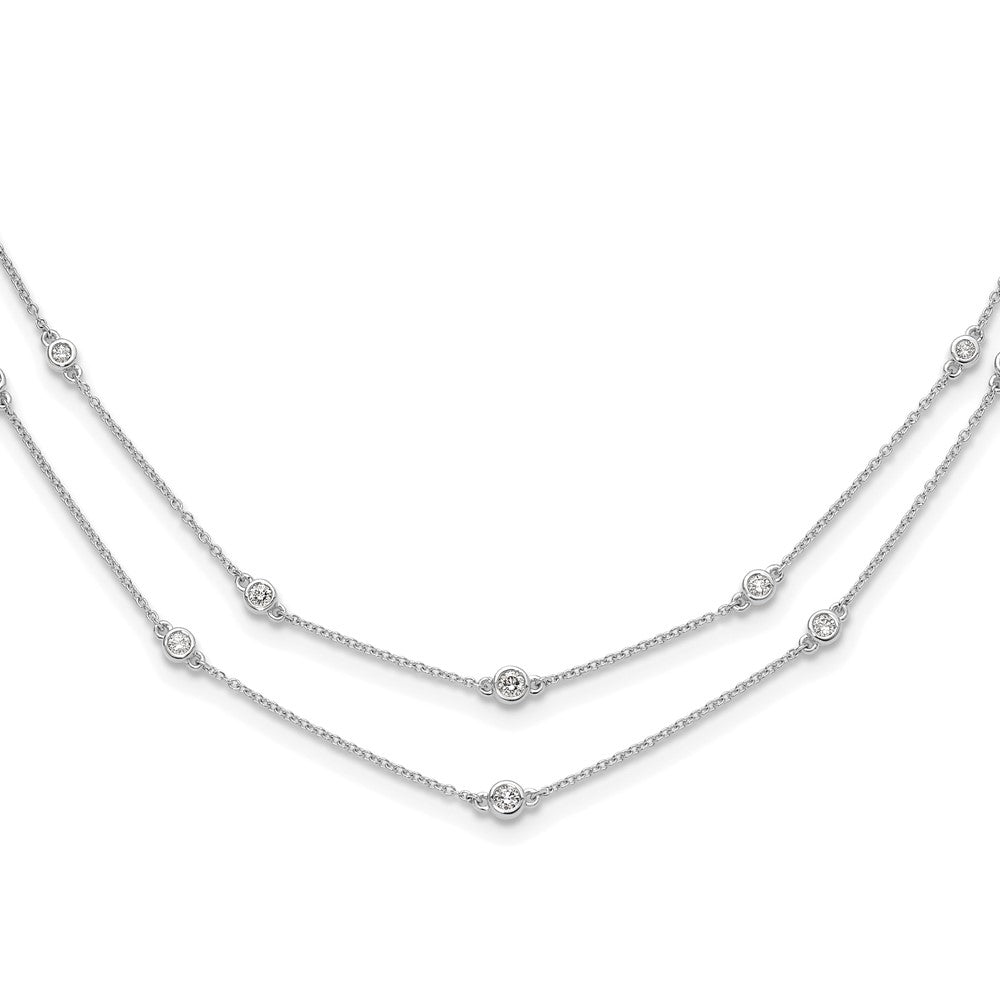 Collier double rang à diamants multi-stations en or 14 carats