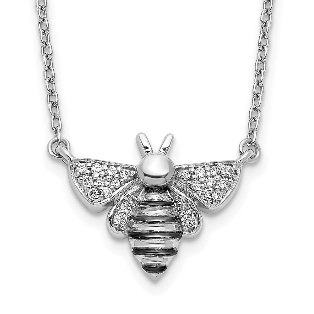 14k White Gold Diamond Bee 18 in Necklace