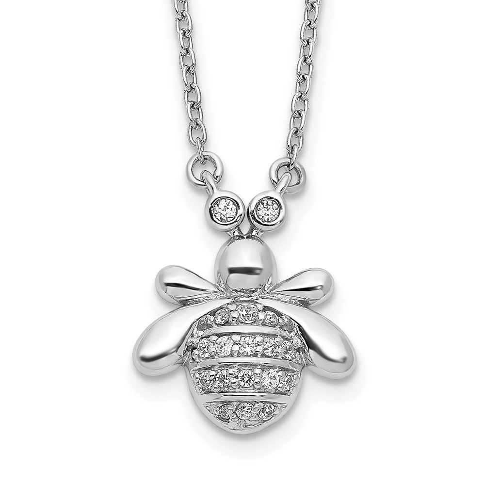 Collier Abeille en diamant or blanc 14 carats 18 pouces