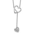 14k White Gold Diamond Heart with Dangle 18 in Necklace
