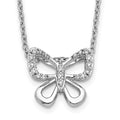 Collier papillon en diamants en or blanc 14 carats, 18 pouces
