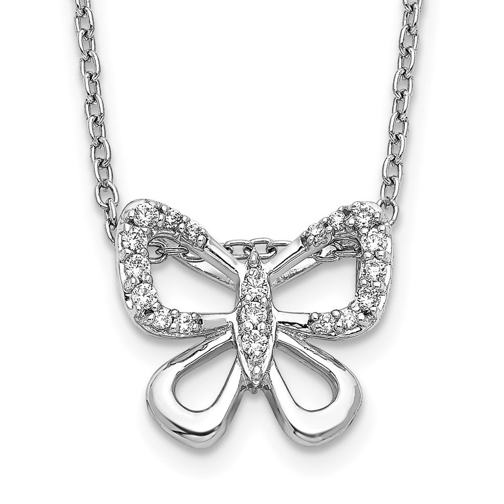 Collier papillon en diamants en or blanc 14 carats, 18 pouces