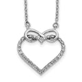 Collier Infinité Cœur en Diamant Or Blanc 14k 18 pouces