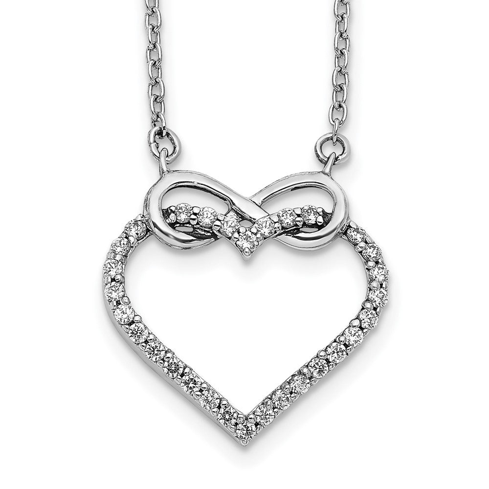 Collier Infinité Cœur en Diamant Or Blanc 14k 18 pouces