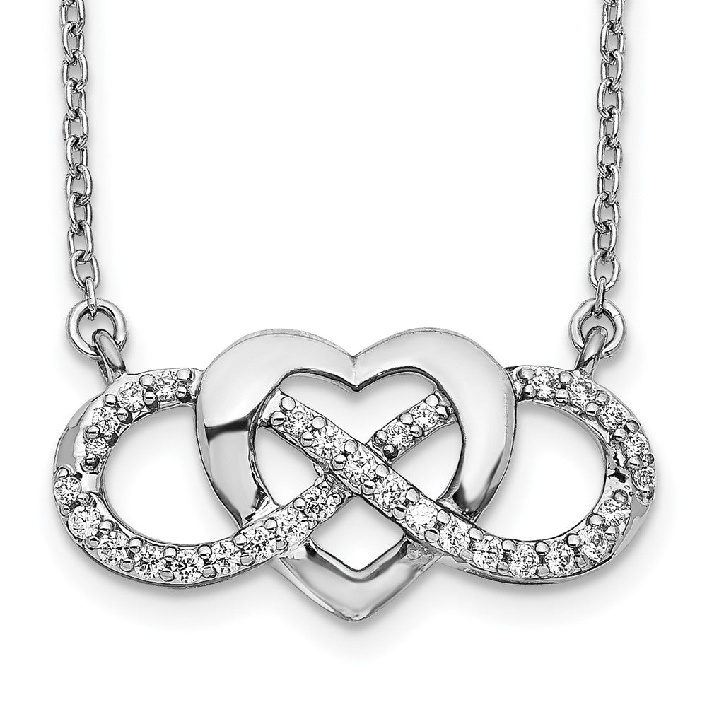 Collier 18 po Cœur Infini en Or 14k et Diamant