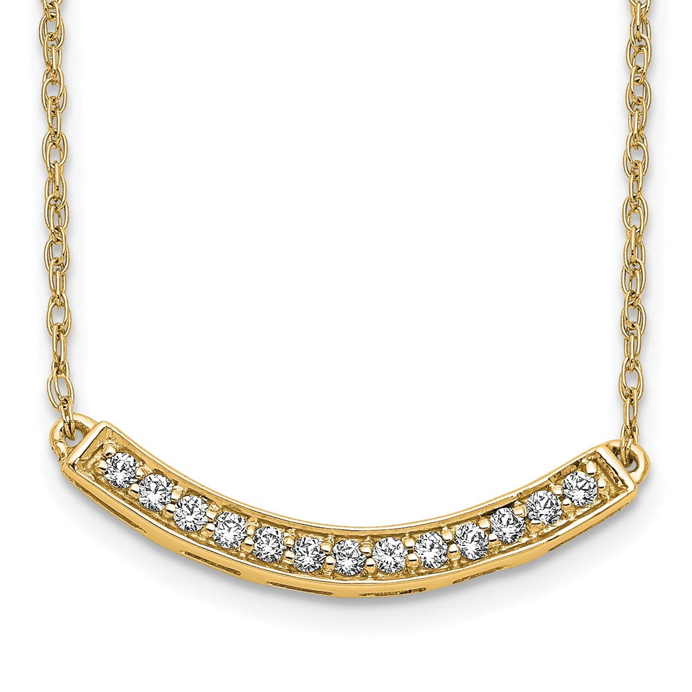 Collier barre incurvée en diamant 14k 18 pouces