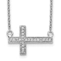 Collier 18 po en or blanc 14 carats avec croix horizontale sertie de diamants