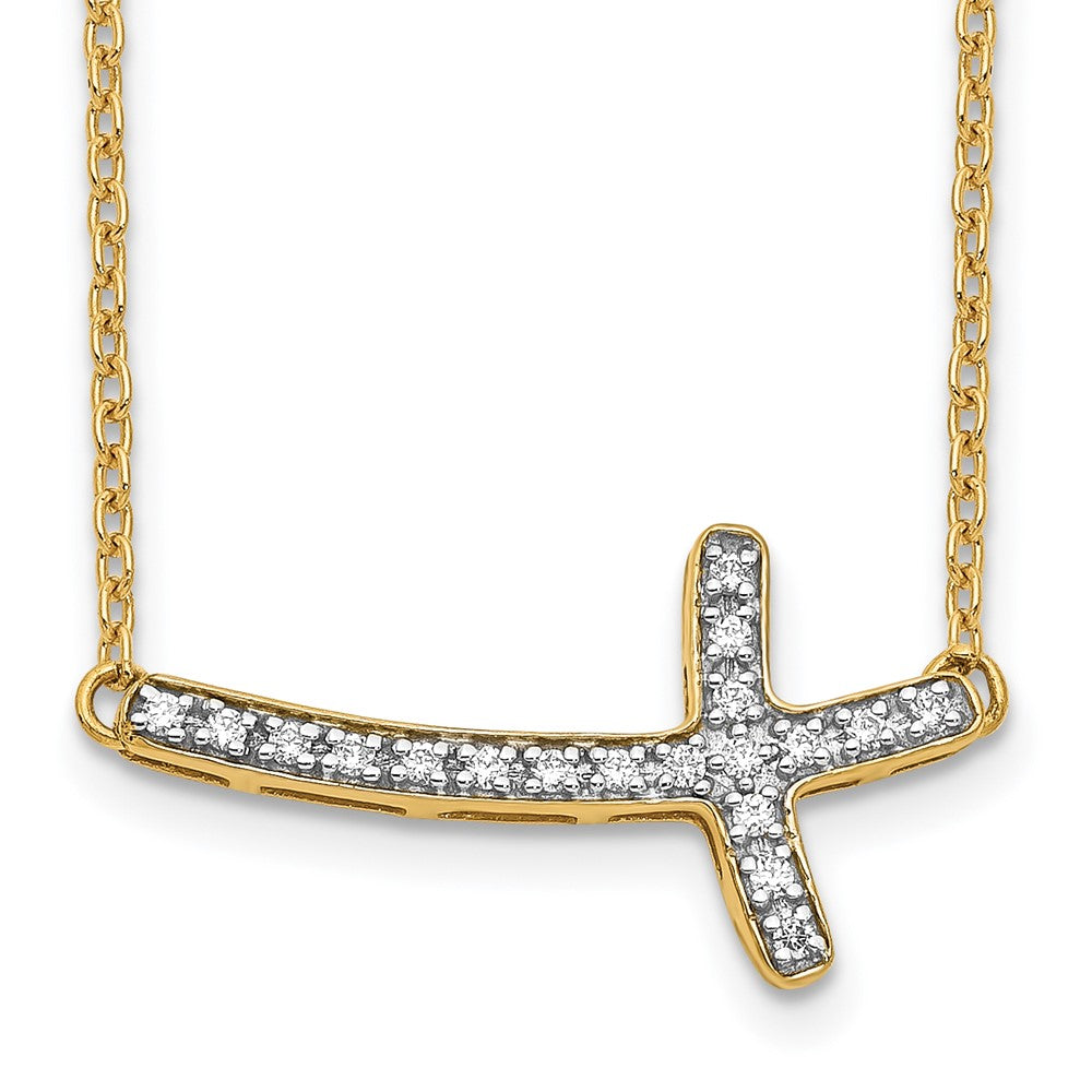 Collier 18 po Croix Horizontale en Diamant 14k