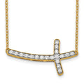 Collier 18 po Croix Horizontale en Diamant 14k