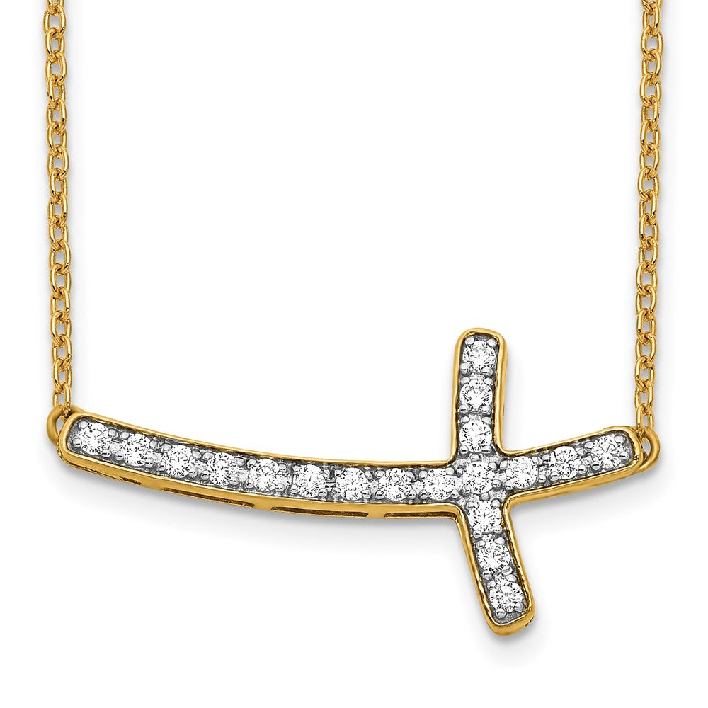 Collier 18 po Croix Horizontale en Diamant 14k