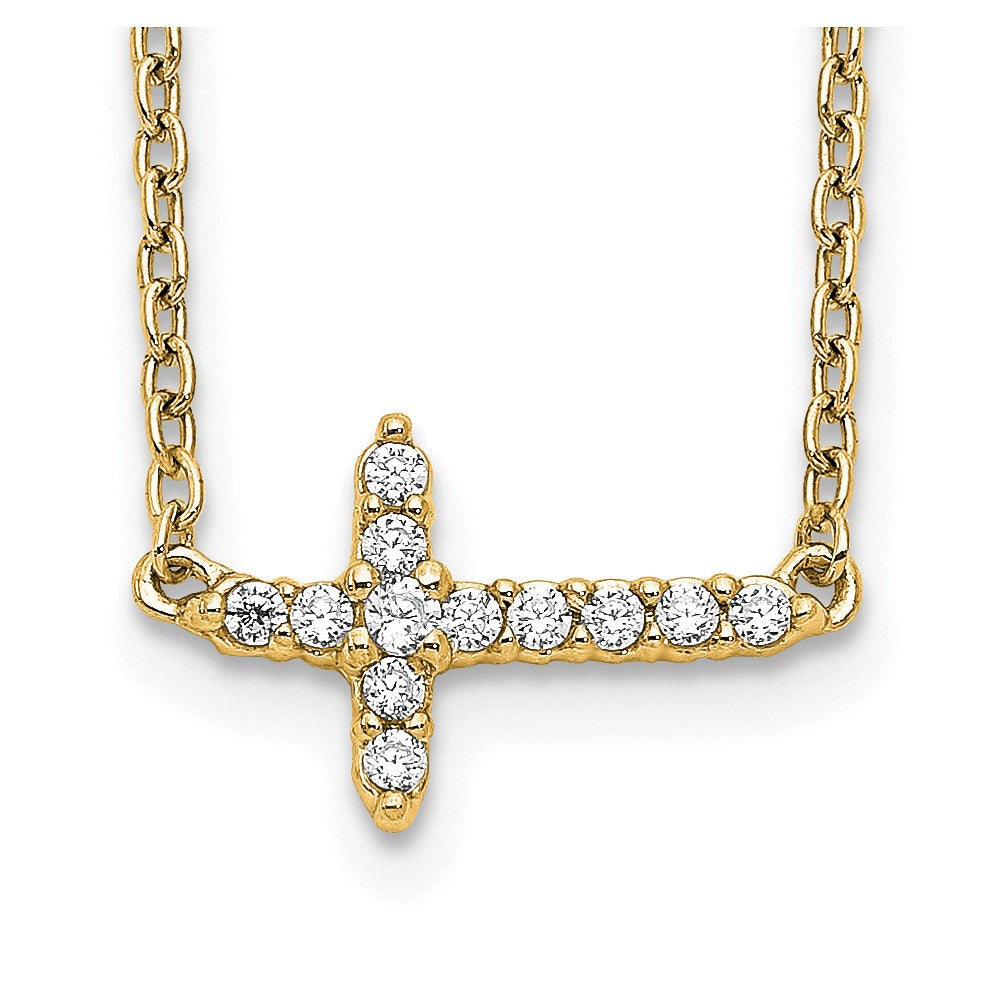 Collier 18 po Croix Horizontale en Diamant 14k