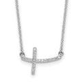 14k White Gold Diamond Sideways Cross 18 In. Necklace