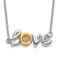 Collier LOVE bicolore en or 14 carats avec diamant mobile, 18 po