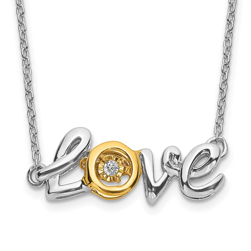 Collier LOVE bicolore en or 14 carats avec diamant mobile, 18 po