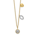 Collier 18 po avec deux cercles et un cœur en diamant 14 carats