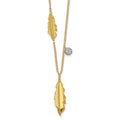 Collier de 18 pouces en or 14 carats avec diamants et plumes