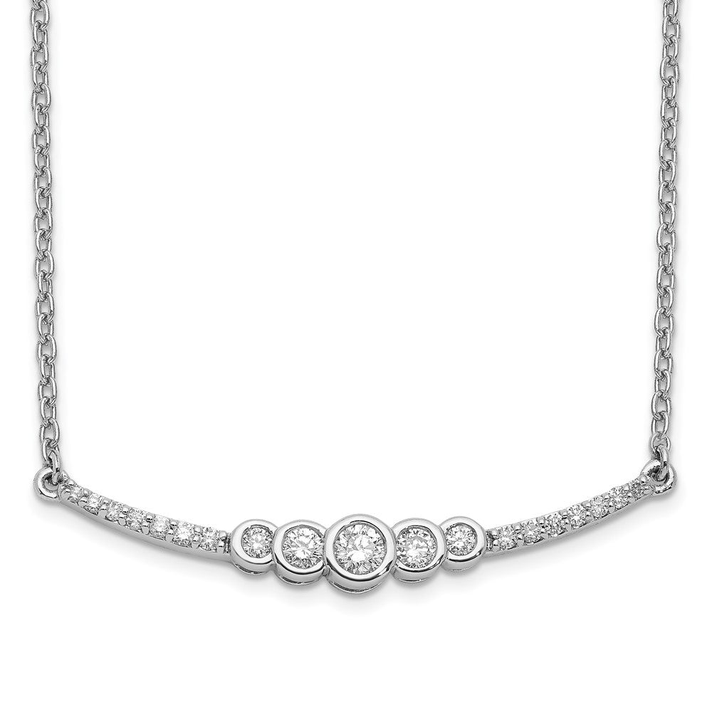 Collier barre de 18 po en or blanc 14k avec diamant serti clos poli
