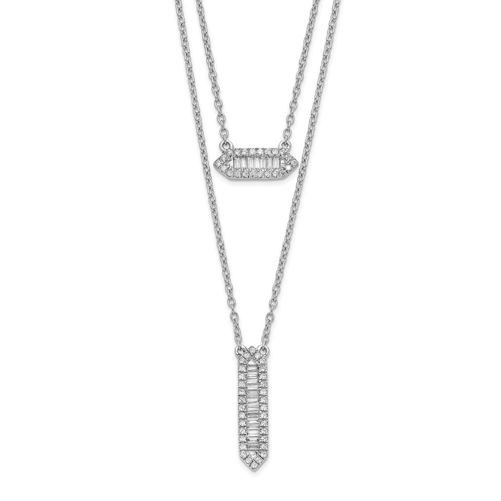Collier double rang en or blanc 14 carats de 18 pouces