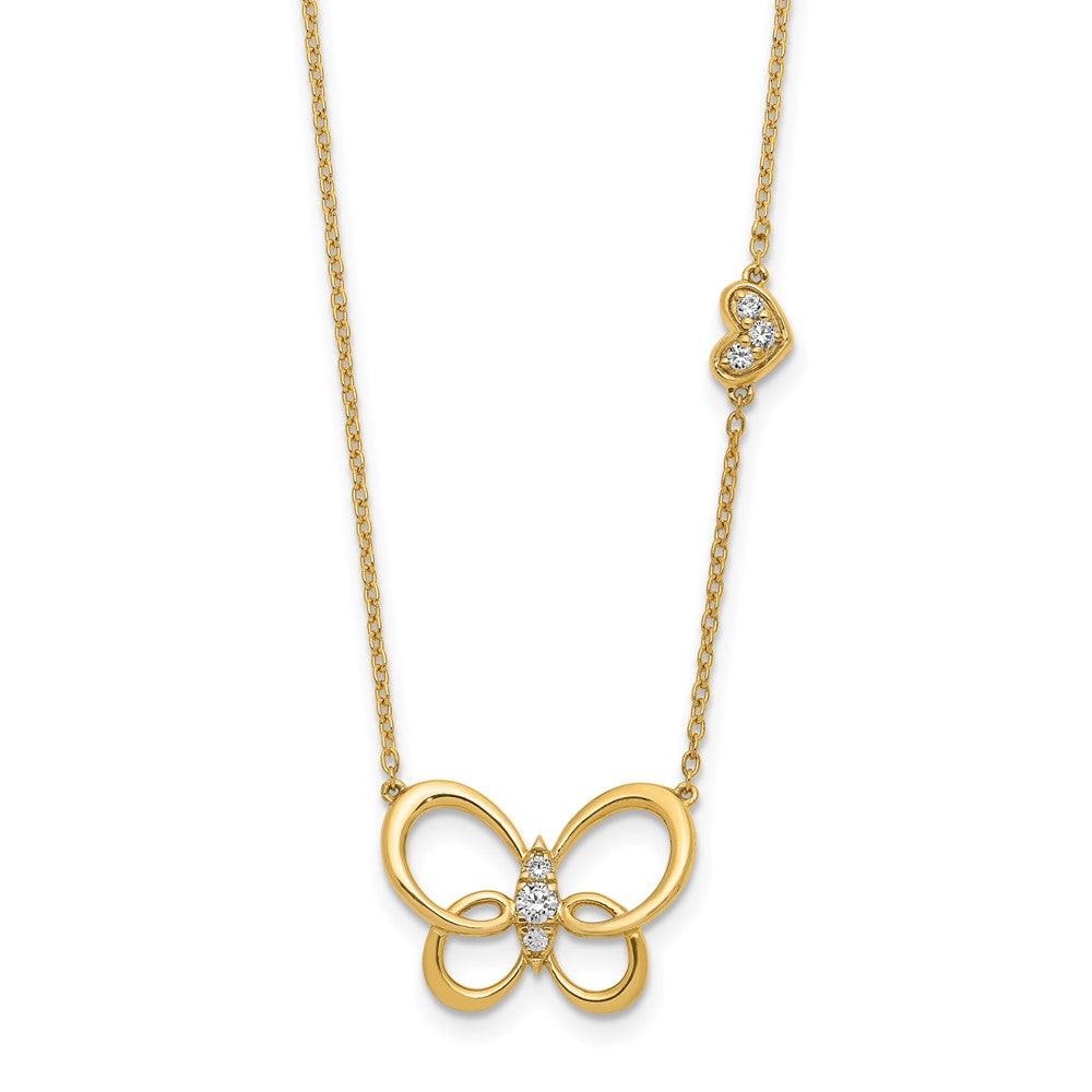Collier papillon en diamant 14 carats, 18 pouces