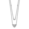 14k White Gold Double Strand Heart 18 in Necklace