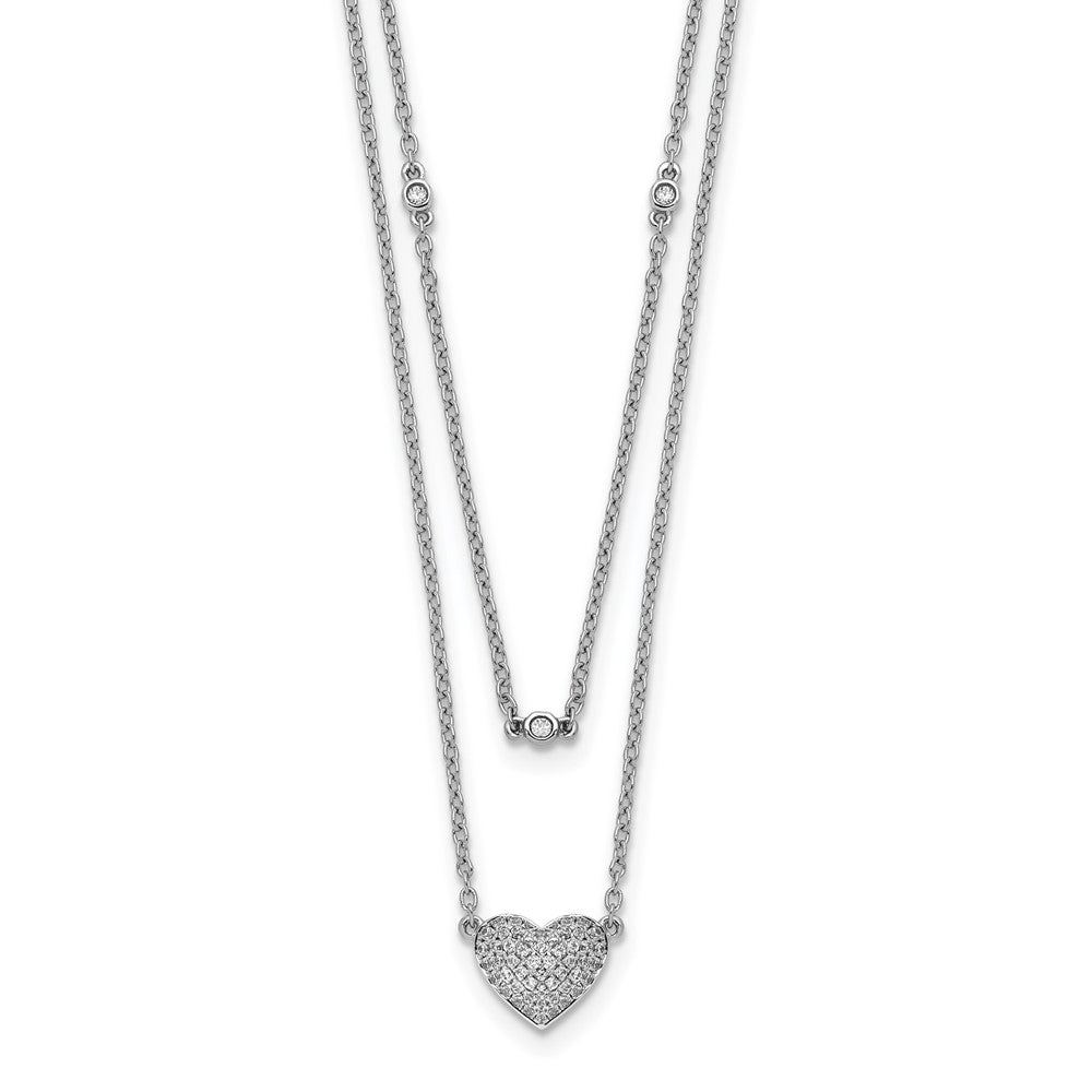 14k White Gold Double Strand Heart 18 in Necklace