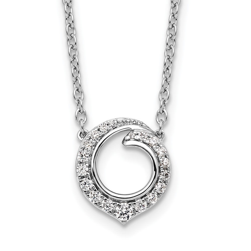 Collier 18 po en or blanc 14 carats avec diamant cercle fantaisie
