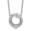 Collier 18 po en or blanc 14 carats avec diamant cercle fantaisie
