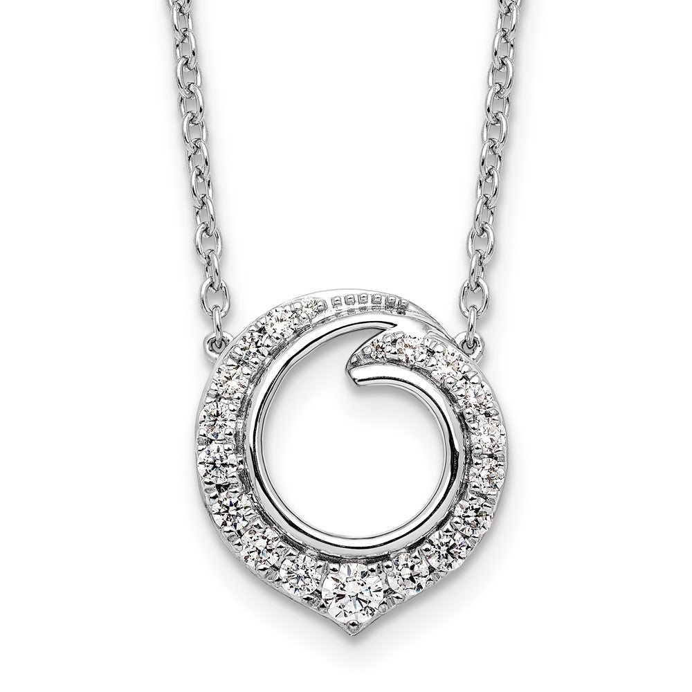 Collier 18 po en or blanc 14 carats avec diamant cercle fantaisie