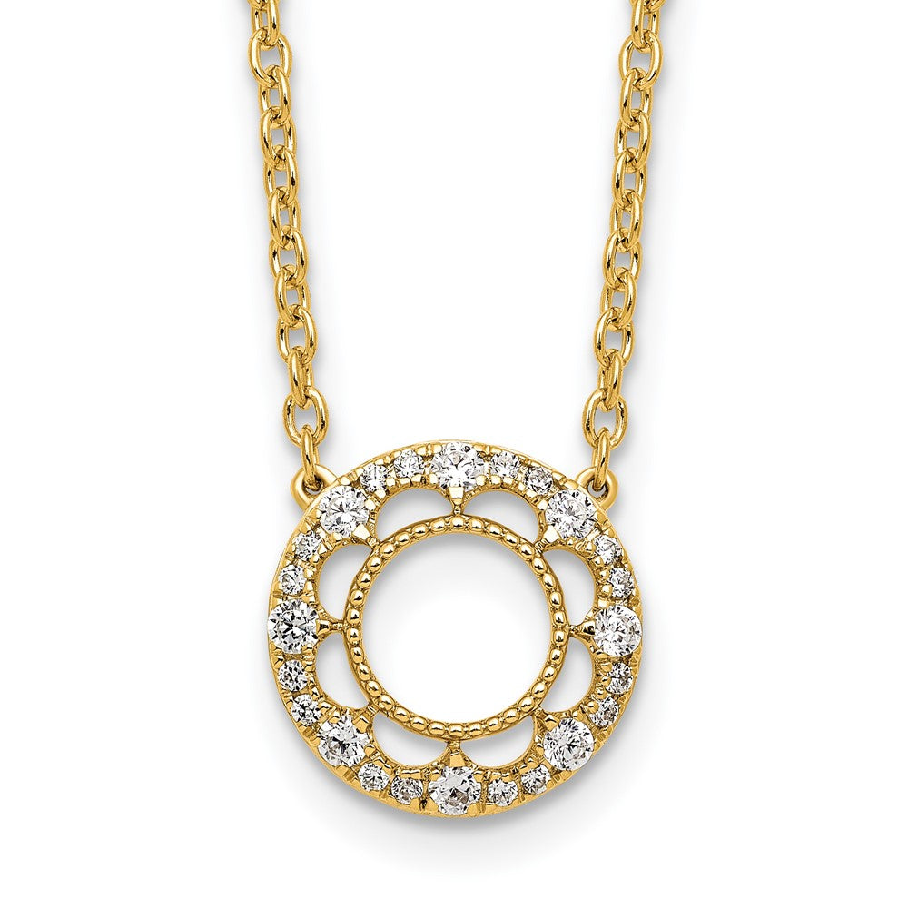 Collier cercle fantaisie en or 14k avec diamants, 45 cm