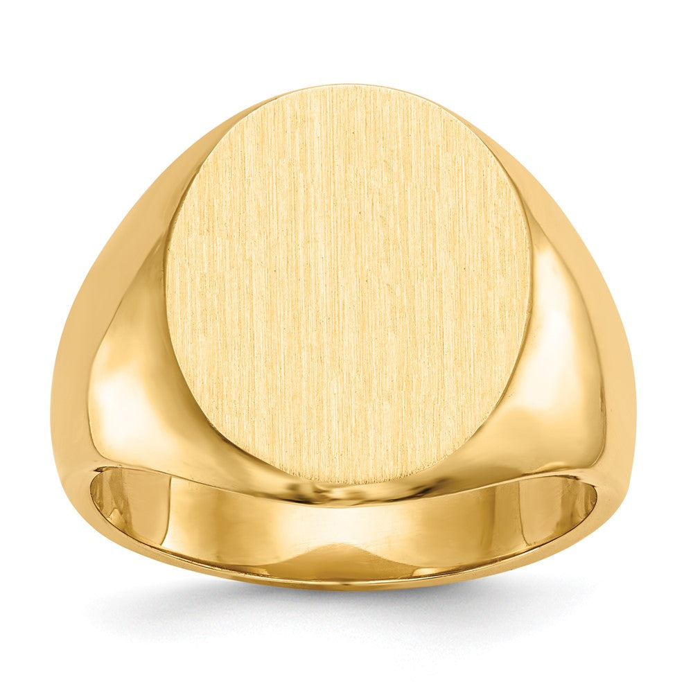 Chevalière pour homme en or jaune 18 carats, 17,5 × 14,5 mm, avec dos fermé