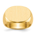 Bague chevalière pour homme en or 10 carats, 19,0 × 13,0 mm, ouverte au dos