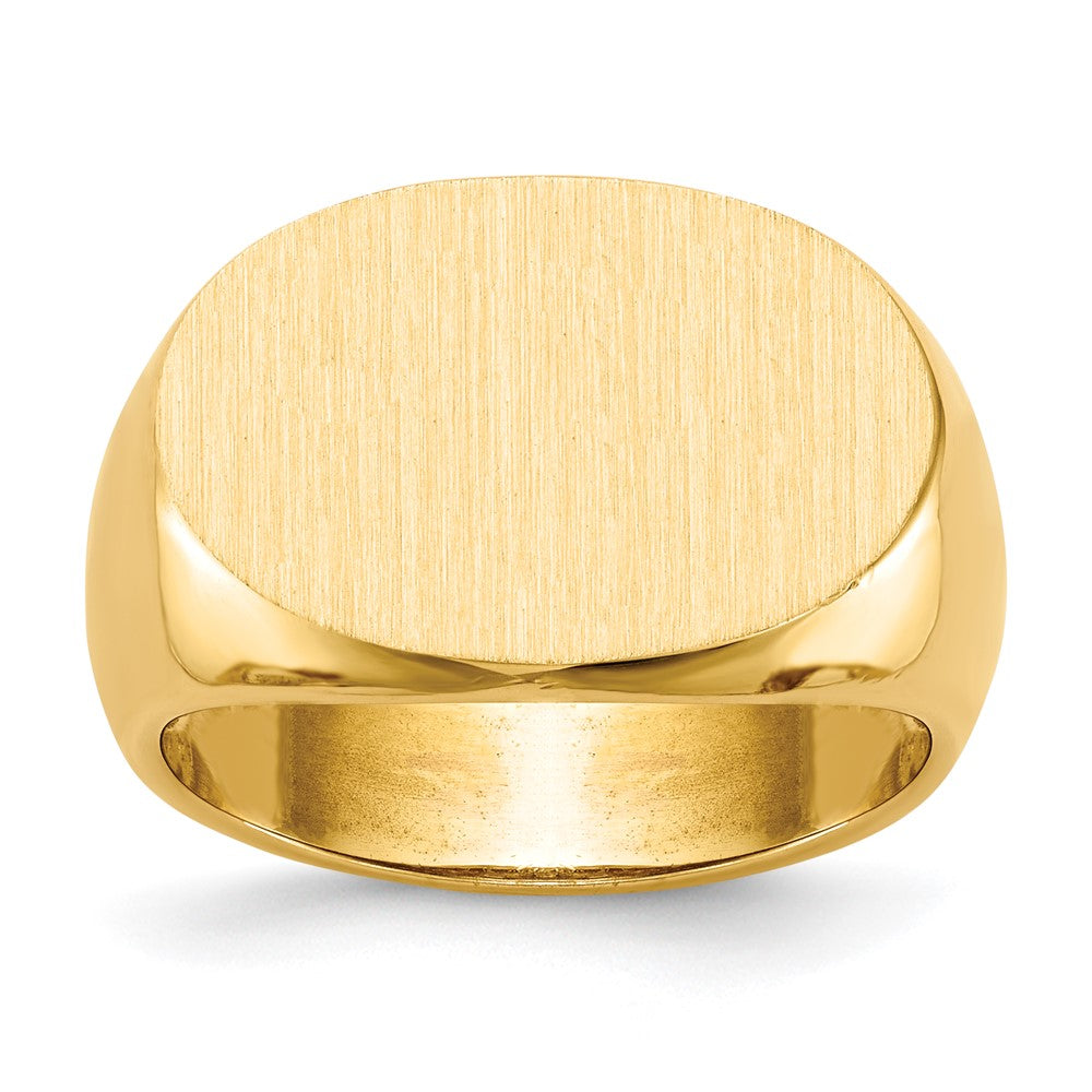 Bague chevalière pour homme en or 10 carats, 19,0 × 13,0 mm, ouverte au dos