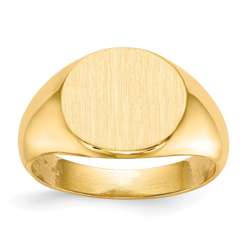 Bague chevalière pour homme en or 18 carats, 13,5 × 12,5 mm, avec dos ouvert
