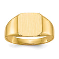 Chevalière pour homme en or 18 carats, 11,0 x 11,0 mm, dos ouvert