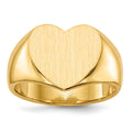 Chevalière cœur en or 18 carats, 12,5 x 11,5 mm, dos fermé