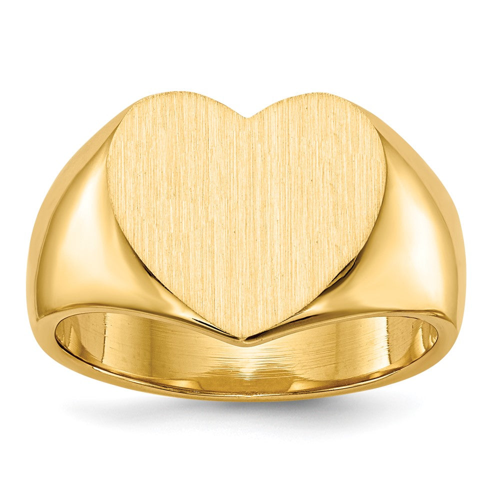 Chevalière cœur en or 18 carats, 12,5 x 11,5 mm, dos fermé