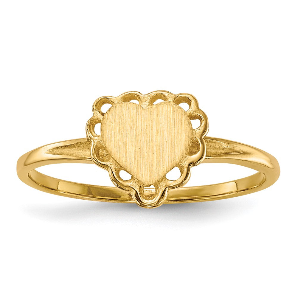 10k 6.5x6.0 mm Open Back Heart Signet Ring