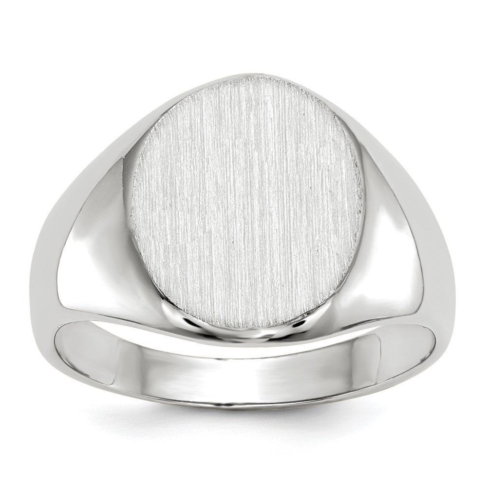 Chevalière en or blanc 18 carats, dos fermé, 10,0 x 11,5 mm