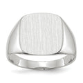 Chevalière pour homme en or blanc 10 ct, 13,5 x 14,5 mm, dos fermé