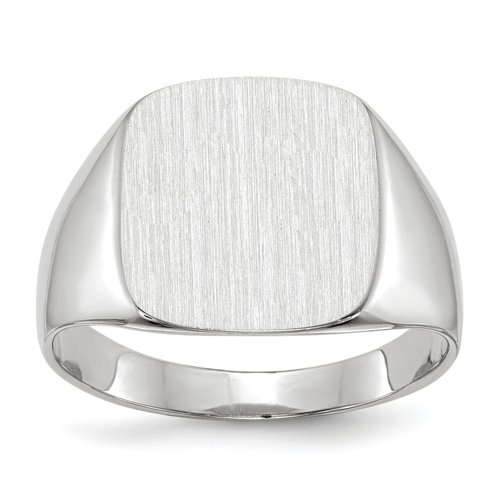 Chevalière pour homme en or blanc 10 ct, 13,5 x 14,5 mm, dos fermé