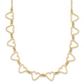 Collier chaîne maille câble ovale avec cœurs plats ouverts en or 14 carats, 45,7 cm avec rallonge de 5 cm
