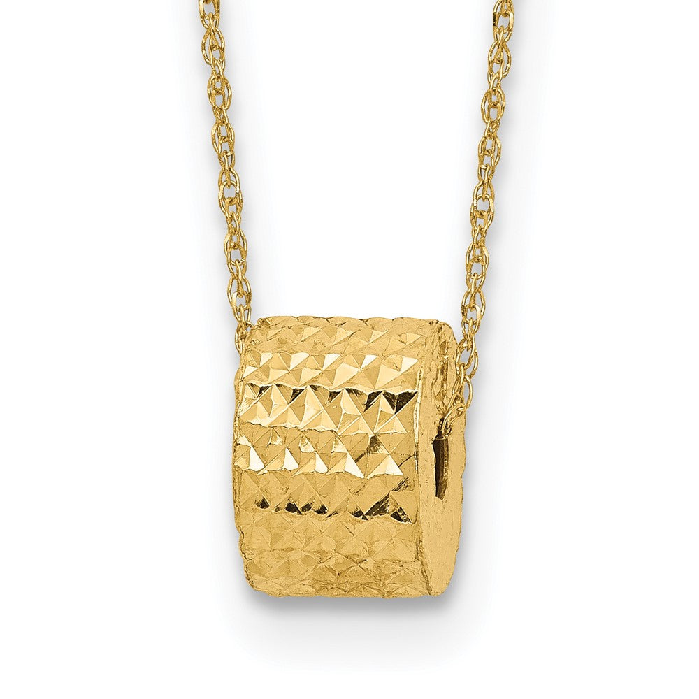 Collier chaîne corde en or 14 carats avec perle tonneau et rallonge de 5 cm
