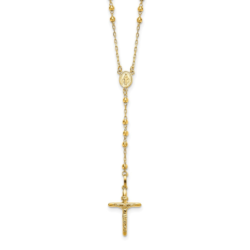 14k 3 mm Mirror Beaded Semi-solid Rosary Necklace