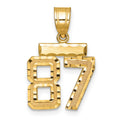 Pendentif numéro 87 en or 10 carats, finition brossée et facettée en diamant de petite taille