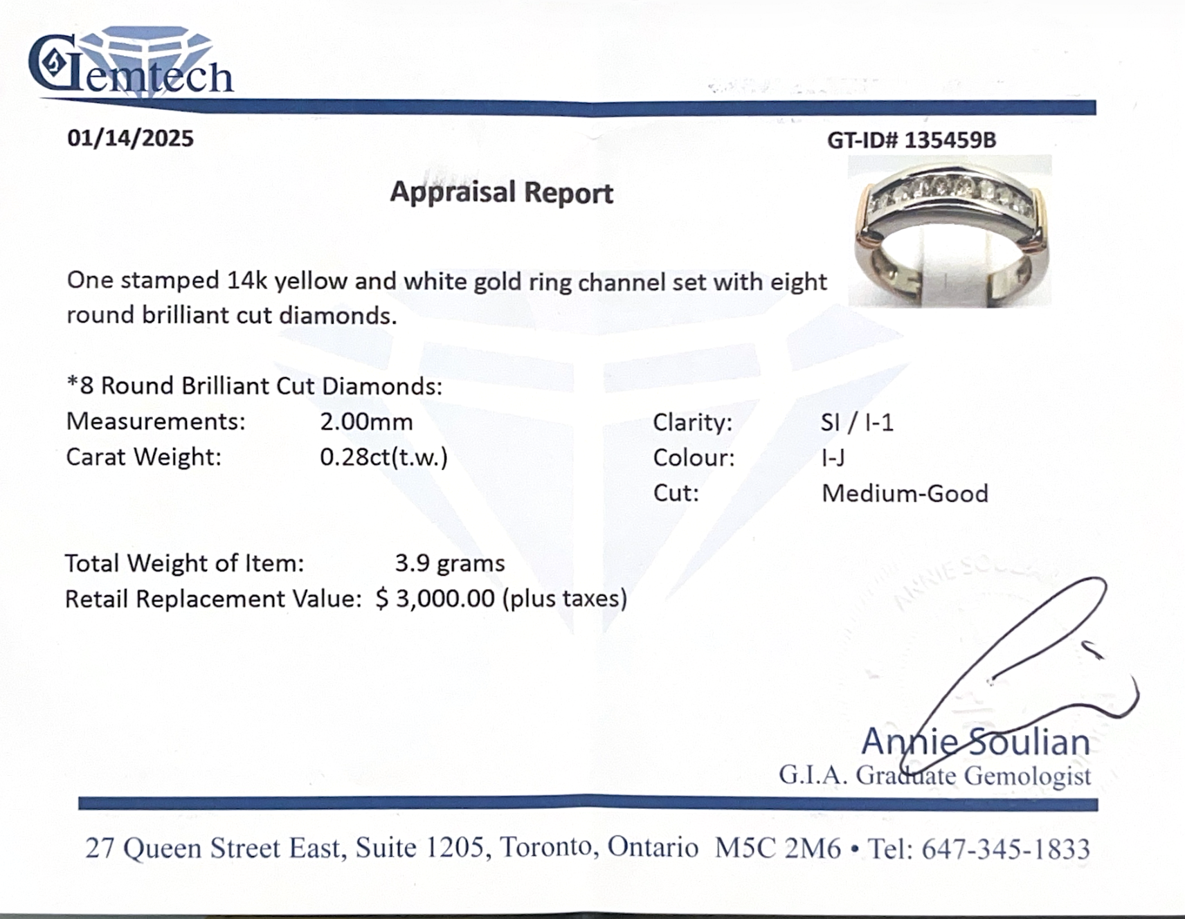 Brilliant diamond channel wedding band in two-tone 14k white and yellow gold