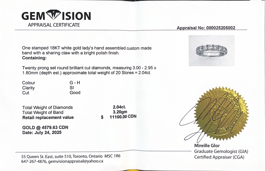 2ct Natural Eternity Diamond Wedding Band in 18k White Gold